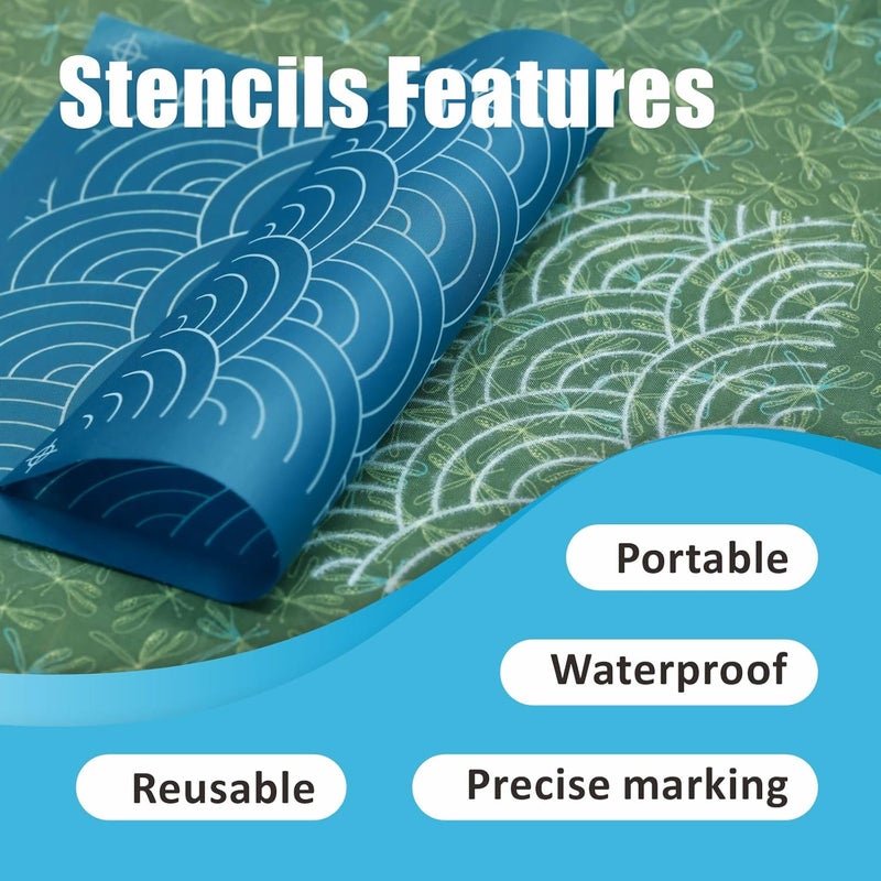Monipair Large Reusable Line Stencil for Chalk Roller - Ocean Waves - Edge to Edge Stencil,Continuous Line Template for Free Motion Quilting,Domestic Machine Quilting,Hand Quilting,Long-Arm Quilting(88018) - Image 3